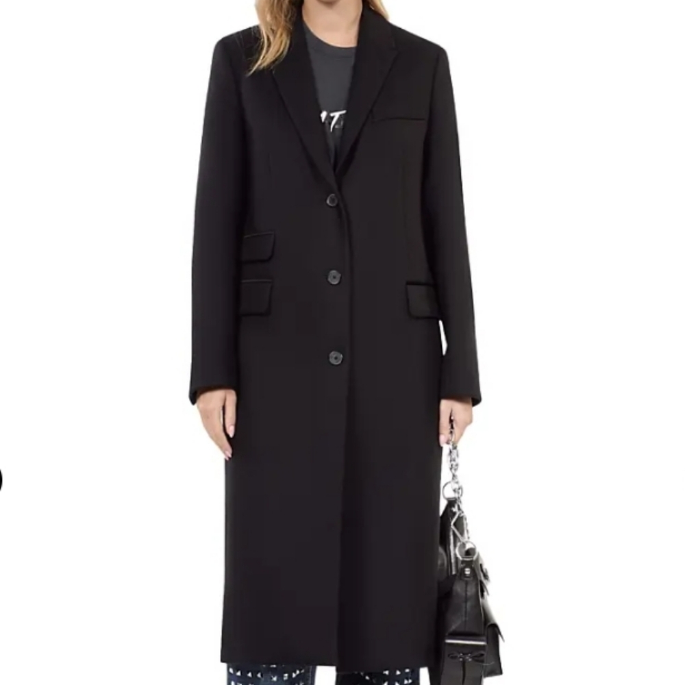 The Kooples Wool Blend Long Coat Black